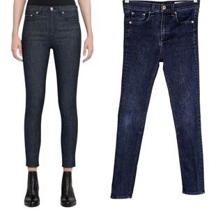 Rag & Bone High Rise Ankle Skinny Jean Cropped Stretch Dark Wash Indigo 25